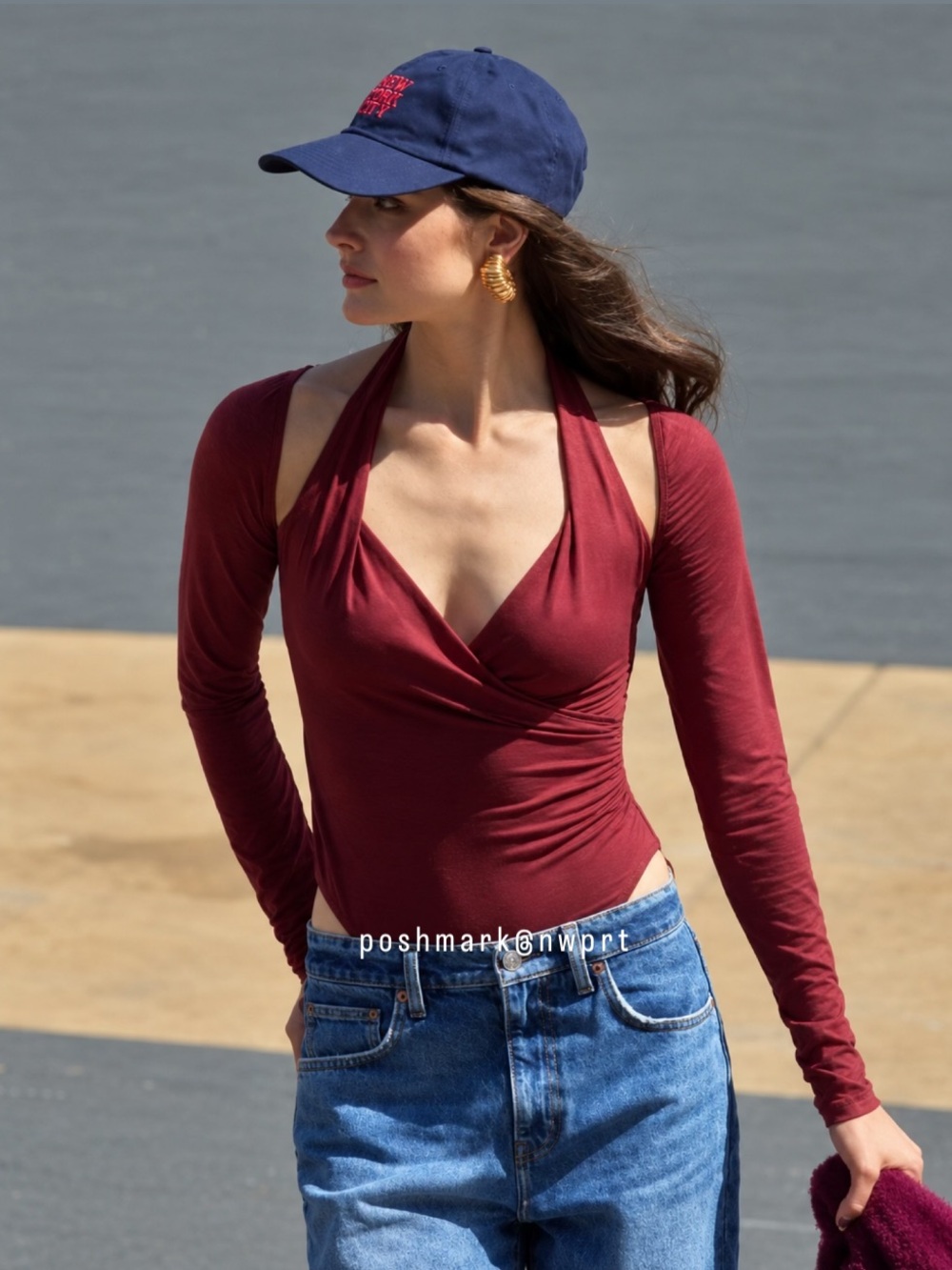 Reformation 🩰 Noa NYC Ballet Knit Bodysuit Cut Out Top XS Chianti Burgundy Wine